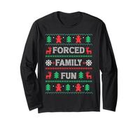 Forced Family Fun Happy Christmas Funny Brutto Natale Maglia a Manica
