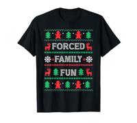 Forced Family Fun Happy Christmas Funny Brutto Natale Maglietta