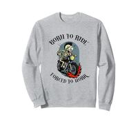 Forced to Work Funny Biker Skeleton Felpa
