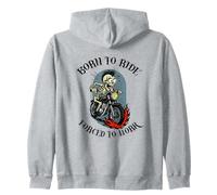 Forced to Work Funny Biker Skeleton Felpa con Cappuccio