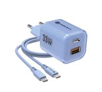 Forcell Caricabatterie da muro FAST DUAL CHARGING GAN3 VT-31 33W USB-C e USB Blu 794D12A