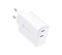 FORCELL CARICABATTERIE FAST DUAL CHARGING ORIGINALE 2X USB-C 35W WHITE 7916BCA