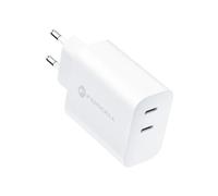 FORCELL CARICABATTERIE FAST DUAL CHARGING ORIGINALE 2X USB-C 35W WHITE 7916C8A