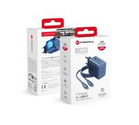 Forcell Caricabatterie Fast Dual Gan3 2 Usb-c 60w Avs Dblu Per Oppo A6x Poco C81