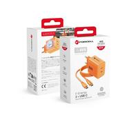Forcell Caricabatterie Fast Dual Gan3 2 Usb-c 60w Avs Orange Per Oppo A6x