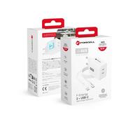Forcell Caricabatterie Fast Dual Gan3 2 Usb-c 60w Avs White Per Lenovo K14 Plus