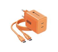 FORCELL CARICABATTERIE FAST DUAL GAN3 ORIGINALE 2X USB-C 60W AVS ORANGE 7984FAA