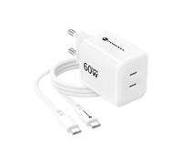FORCELL CARICABATTERIE FAST DUAL GAN3 ORIGINALE 2X USB-C 60W AVS WHITE 7984C4A