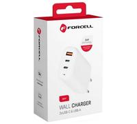 FORCELL CARICABATTERIE GAN TECH ORIGINALE 1X USB + 2X USB-C 65W WHITE 78F07DA