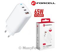 FORCELL CARICABATTERIE GAN TECH ORIGINALE 1X USB + 2X USB-C 65W WHITE 79061CA