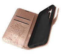 Custodia Portafoglio Galaxy S22, Supporto Video Stampa Mandala a Albero Rosa