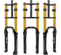 Forcella Ad Aria per Bici da Neve 20ih Forcella per Bici da Spiaggia per Pneumatici da 4.0 Escursione da 110 Mm Forcella Ammortizzata Fat per Bici Doppia Spalla 1-1/8" Rimbalzo, Gold, 20"