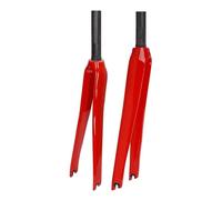 Forcella anteriore per bici in fibra di carbonio T800 Forcella rigida per bici da strada 700 C 1~1/8" Tubo dritto super leggero 9 x 100 mm a sgancio rapido freno a C, rosso (rosso)