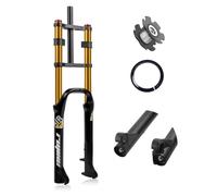 Forcella Anteriore per Mountain Bike elettrica da 20/26 Pollici, Forcella Fat da 4,0 Pollici, Sospensione pneumatica, Escursione 140 mm, Rimbalzo Regolabile, Doppia Corona Dritta d