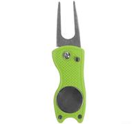 Forcella da golf in acciaio inox verde con design pieghevole e marcatore magnetico per la manutenzione del campo (verde)