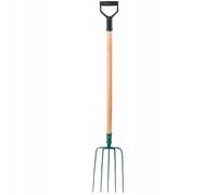 Forca da fieno KADAX in acciaio, forcella con manico lungo in legno, 5 denti