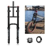 Forcella per Bici da 20 Pollici, Sospensione pneumatica Fat da 4,0", Escursione 120 mm, Rimbalzo Regolabile, Freno a Disco Anteriore Dritto da 1-1/8", Attacco QR 9x135 mm per Mountain Bike, Bici elet