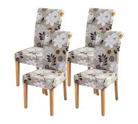 FORCHEER Set di 4 coprisedie stampate per sala da pranzo, per ufficio, computer, sedie, matrimoni, banchetti e feste