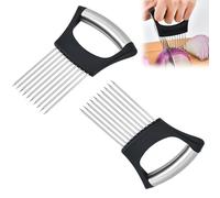 Forchetta Affettare per Cipolle, 2024 Nuovo Acciaio Inox Tagliacipolla Supporto per Verdure, Affettatrice per Cipolle, Affetta Verdure Cipolla Chopper, per Tagliare Carne, Verdura, Frutta (2PCS)