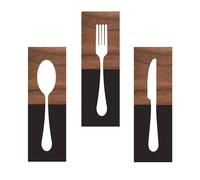 Forchetta cucchiaio Cutter Decors parete Hanging segni per la casa | Decorazioni da parete per cucina per casa colonica decorazione sala da pranzo, utensili in legno appesi segni, ristorante