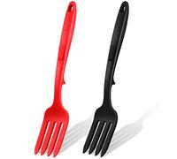 Forchetta flessibile in silicone rosso nero forchetta in silicone resistente al calore, forchetta da cucina lavabile in lavastoviglie, forchetta antiaderente da cucina, per miscelare ingredienti, schiacciare alimenti, uova da 20,8 cm