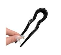 Forchetta per capelli a forma di U, alla moda, in acetato di tartaruga, design geometrico, per donne e ragazze, 4 pezzi (nero)