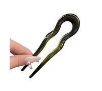 Forchetta per capelli a forma di U, alla moda, in acetato di tartaruga, design geometrico, per donne e ragazze, 4 pezzi (verde)