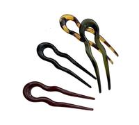 Forchetta per capelli a forma di U, in acetato di tartaruga, design geometrico, per donne e ragazze, confezione da 4 pezzi