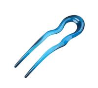 Forchetta per capelli a forma di U, in metallo, forcine per capelli per ragazze, accessori per chignon, accessori per capelli (blu)