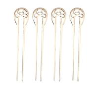 Forchetta per capelli in stile cinese, accessorio da donna, 4 pezzi, a forma di U, set per acconciature per ragazze, chignon, forcina francese, tenuta forte, coda di cavallo, leggera, dorata, 1