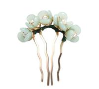 Forchetta per capelli verde, stile cinese, vintage, a forma di U, forcina per capelli, pettine laterale a 4 rebbi, forcine per capelli, accessori per capelli, forcine per capelli