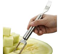 Forchetta Per L'Anguria - Utensile da Cucina Portatile in Acciaio - Cubettatrice Per Anguria E Mango,Per Insalata Feste Barbecue Cucina Campeggio Casa E Picnic