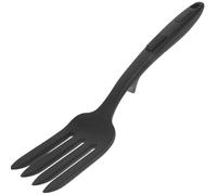 Forchetta per Spaghetti in Silicone Nero, Grande, per Cucina | Utensile per Pasta e Servire, Superficie Liscia Antiaderente, Gancio per Appendere, per Pentole Non Aderenti