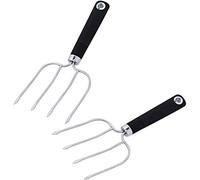 Forchetta per tacchino a quattro aghi, Forchetta per sollevamento carne professionale, Forche per sollevamento carne e pollame in acciaio inossidabile per barbecue all'aperto, 2 pezzi