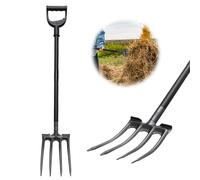 Forchetta per vanga, forchetta per la rimozione di terreno sciolto e fieno di superfici, forchetta da letame con 4 denti, colore nero, per giardinaggio, spatola con metallo, 116 cm, per la cura del