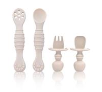 Forchette Bambini, 4 Pezzi Cucchiaio e Forchetta per Bambini, Precucchiai Silicone per Neonati, Senza BPA, Cucchiaio Svezzamento, Posate da Addestramento per L'alimentazione