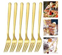 Forchette da dolce, forchette da frutta, posate cutlery, forchetta da dolce, piccole forchette da dessert Fork, forchette da tavola in acciaio inox, 6 pezzi dorate