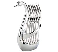 Forchette da Frutta, Cigno in Acciaio INOX, Base per 7 - 1 Cygnus Mensola con 6 Forchette per Insalata Torta Cocktail Marshmallow Dessert