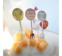 Forchette da frutta personalizzate per torte nuziali, in acrilico, per decorazioni per feste di nozze, 20/50/100 pezzi (60 pezzi)
