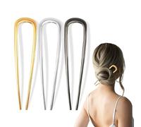 Forchette per capelli a forma di U per French Twist, chignon e Updo Styling, sicure e antiscivolo, lunghe e sottili, per twist e chignon, in oro, argento e nero, confezione da 3 forcine con superficie