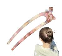 Forchette per capelli francesi, bastoncini per capelli e forcine a U | Forcine per capelli Updo a forma di U - Forcina per capelli a 2 punte con papillon, forcina in acetato di cellulosa per acconciat