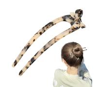 Forchette per capelli francesi, bastoncini per capelli e forcine a U - Perni con bastoncini a U tartarugati | Forcina per capelli in acetato di cellulosa con papillon, forcina per capelli a 2 punte pe