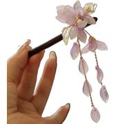 Forchette per capelli in legno con fiore viola, forcine per capelli con ciondolo per capelli, bacchette, forcine per capelli da donna
