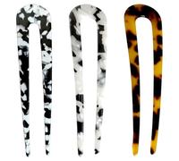 Forchette per capelli Spilli a forma di U da 3 pezzi Accessori per capelli francesi da 4, 5 pollici con acetato acrilico per lo styling delle donne