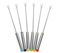 Forchette per fonduta da 6 pezzi, forchette per formaggio con fontana di cioccolato e frutta in acciaio inossidabile a manico lungo da 24 cm (il fornello non è incluso)