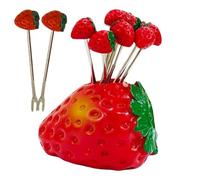 Forchette per salumi, picche di aperitivo a forma di cuore di fragola, picche riutilizzabili in acciaio inossidabile per centri di tavola, decorazione di ufficio, aperitivo, cocktail e