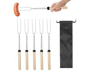 Forchette per Tostare Marshmallow, Bastoncini per Arrostire Marshmallow, Forchetta da Barbecue Allungabile, Forchette Estensibili BBQ, Lunghezza Piegata 30.5 CM, Lunghezza Non Ripiegata 80.5 CM