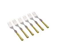 Forchettine da Dolce set da 6 pezzi PENELOPE in acciaio inox 18/10 manico in metacrilato spessore 2,5 mm colorato verde oliva verde