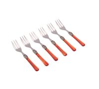 Forchettine da Dolce set da 6 pezzi PENELOPE in acciaio inox 18/10 manico in metacrilato spessore 2,5 mm colorato arancio arancio
