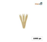 Forchettine Legno 9 cm compostabili due punte finger food 1000 pz